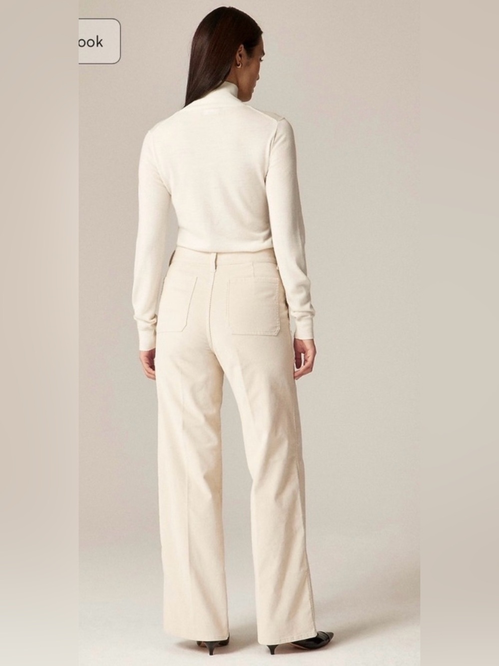 J.Crew Camp-pocket wide-leg pant in stretch corduroy in pale bone - Picture 6 of 13